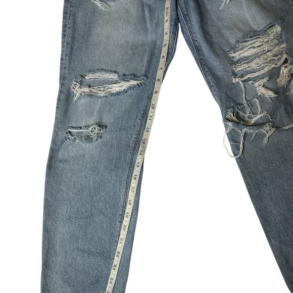 American Eagle Jeans Womens 12 Blue Mom Jeans Distressed Destroyed High Rise Y2K - Picture 3 of 13